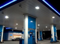 image of gas station at night