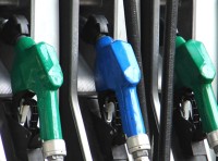 image of green and blue gas pumps
