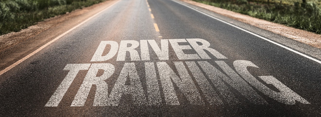 picture of road with driver training text on it